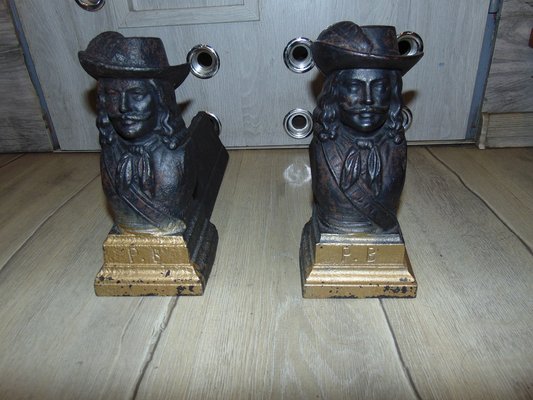 Art Noveau Cast Iron Fireplace Bases with Figures-CAQ-1275875