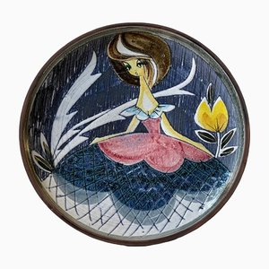 Art Pottery Sgrafitto Wall Plaque by Tilgmans, Sweden, 1950s-LCR-1366643