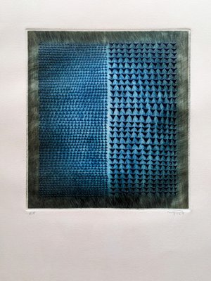 Arthur-Luiz Piza, Blue Abstract Composition, Etching, 1980s-NRC-1804166