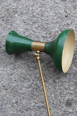 Articulated Wall Lamps in Brass and Green Lacquered Aluminum, 1950, Set of 2-EH-1450994