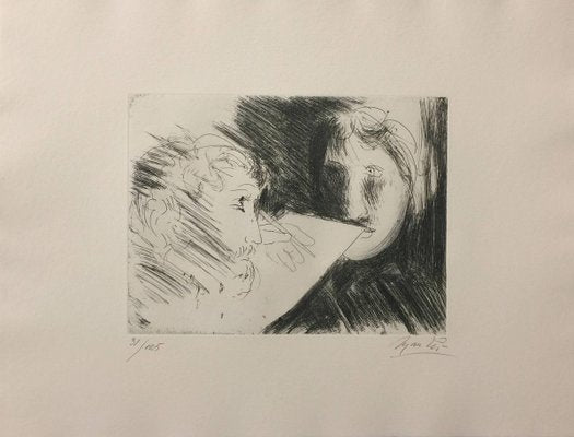 Artist and Model - Original Etching 1970 1970-ZCI-761456