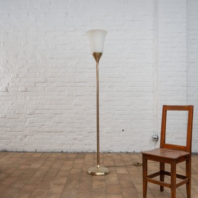 Arton Deco Brass and Opaline Art Floor Lamp, 1930s-RB-1730307