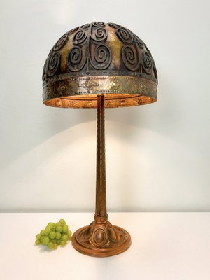 Arts and Craft Brass and Iron Table Lamp in the style of Oscar Bach, 1920s-WZZ-1785128