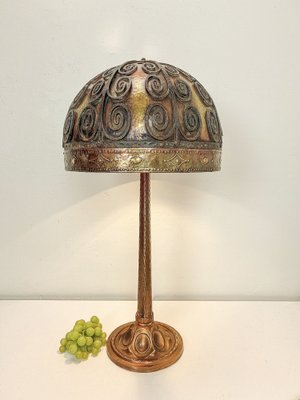 Arts and Craft Brass and Iron Table Lamp in the style of Oscar Bach, 1920s-WZZ-1785128