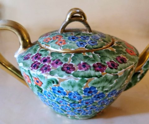 Arts and Crafts Italian Hand Painted Glazed Ceramic Teapot-QRS-1117511