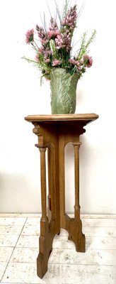 Arts & Crafts Gothic Revival Pedestal in Oak, 1920s-WZZ-1448660