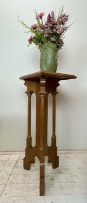 Arts & Crafts Gothic Revival Pedestal in Oak, 1920s-WZZ-1448660