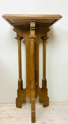 Arts & Crafts Gothic Revival Pedestal in Oak, 1920s-WZZ-1448660