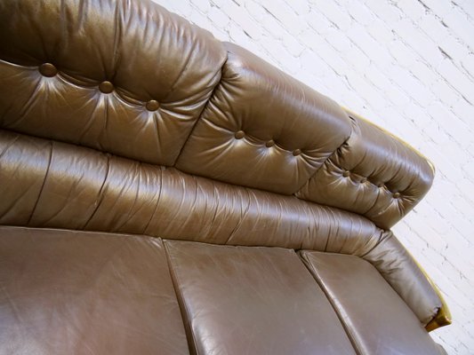 Arts & Crafts Style Leather Sofa, 1950s-QFD-1017284