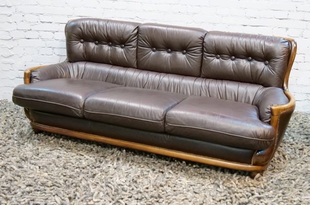 Arts & Crafts Style Leather Sofa, 1950s-QFD-1017284