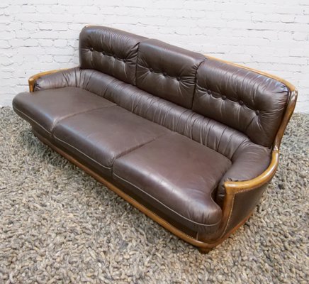 Arts & Crafts Style Leather Sofa, 1950s-QFD-1017284