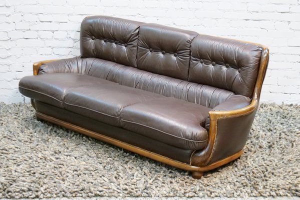 Arts & Crafts Style Leather Sofa, 1950s-QFD-1017284