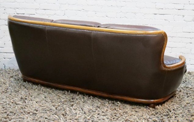 Arts & Crafts Style Leather Sofa, 1950s-QFD-1017284