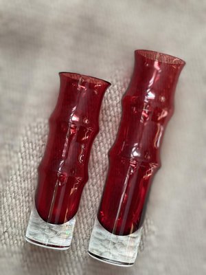 Åseda Red Glass Vases by Bo Borgström, 1970s, Set of 2-ARN-1092525