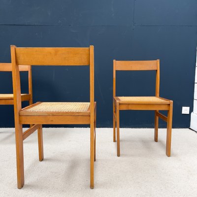 Ash and Cane Chairs, 1950, Set of 4-RB-1275881