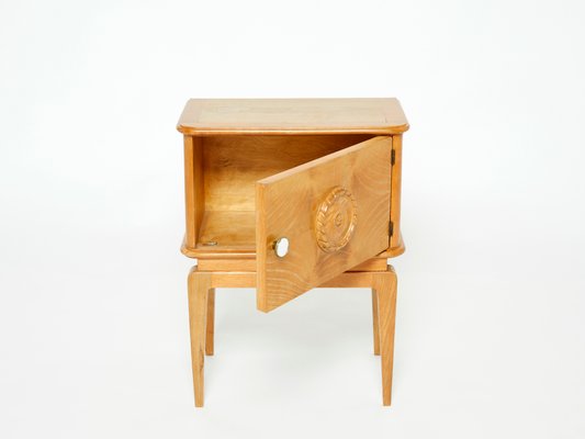 Ash Bedside Carved Table, 1940s-YJA-906467