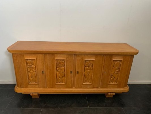 Ash Sideboard with Carved Panels, 1930s-IJR-853510