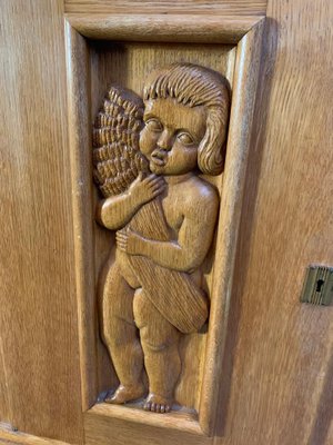 Ash Sideboard with Carved Panels, 1930s-IJR-853510