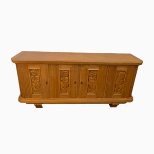 Ash Sideboard with Carved Panels, 1930s-IJR-853510