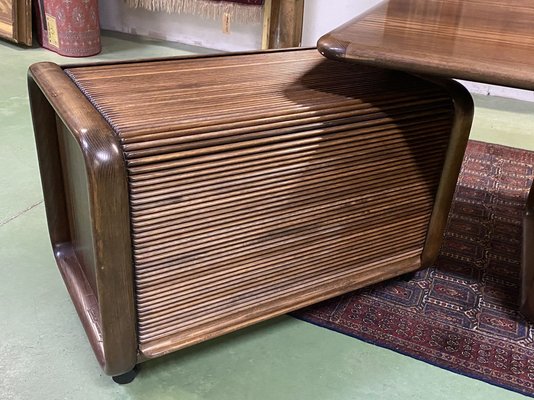 Ash Wood Desk & Mobile Filing Cabinet by Burkhard Vogtherr for Rosenthal, 1970s, Set of 2-QYF-754227