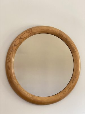 Ash Wood Round Mirror, 1970s-NPC-1315258