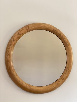 Ash Wood Round Mirror, 1970s-NPC-1315258