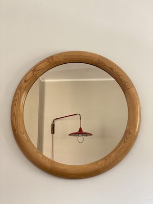 Ash Wood Round Mirror, 1970s-NPC-1315258