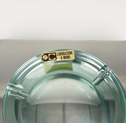 Ashtray in Steel and Green Glass from Sena Cristal, Italy, 1970s-LYQ-1288545