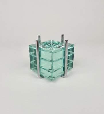 Ashtrays in Glass & Steel with Stand by Gallotti & Radice, Italy, 1970s, Set of 4-LYQ-1267691