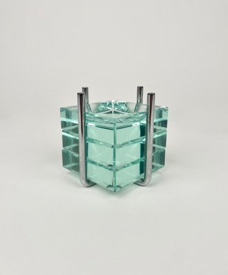 Ashtrays in Glass & Steel with Stand by Gallotti & Radice, Italy, 1970s, Set of 4-LYQ-1267691