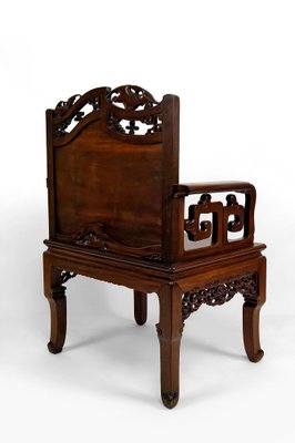 Asian Armchairs with Bats and Cranes, 1880s, Set of 4-XNH-1816672