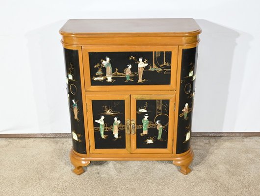 Asian Cabinet with Lacquered Wooden Liqueurs, China, 1950s-RVK-1823804