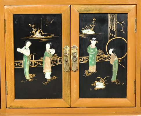 Asian Cabinet with Lacquered Wooden Liqueurs, China, 1950s-RVK-1823804