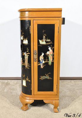 Asian Cabinet with Lacquered Wooden Liqueurs, China, 1950s-RVK-1823804