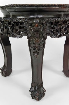 Asian Side Table in Wood Carved and Marble Top, 1880s-XNH-1804475