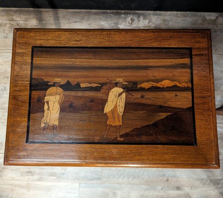 Asian Standing Tables in Marquetry, 1920s, Set of 3-IBO-1761547