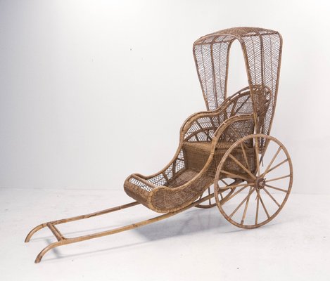 Asian Wicker and Bamboo Rickshaw, Mid-20th Century-RIU-1142210