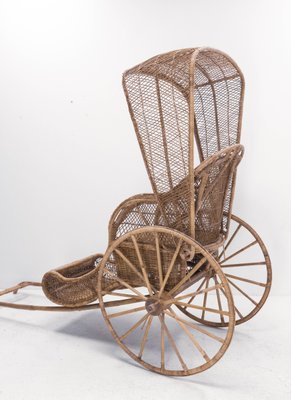 Asian Wicker and Bamboo Rickshaw, Mid-20th Century-RIU-1142210