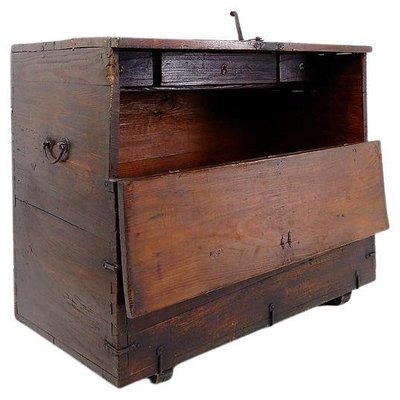 Asian Wooden Chest with Decorative Fittings-JG-1787239