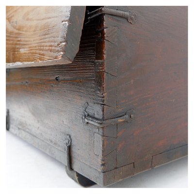 Asian Wooden Chest with Decorative Fittings-JG-1786330