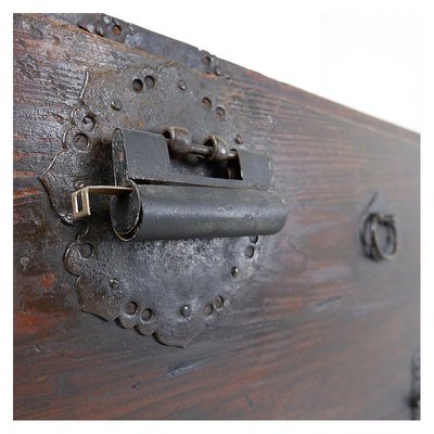 Asian Wooden Chest with Decorative Fittings-JG-1787239