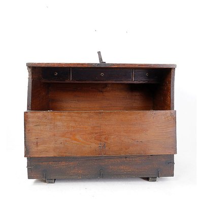 Asian Wooden Chest with Decorative Fittings-JG-1786330