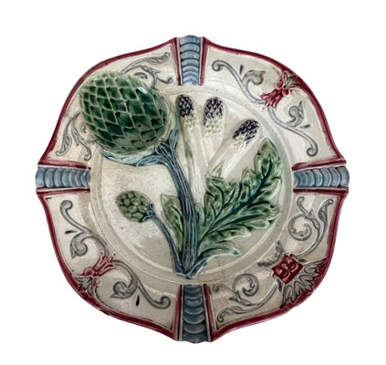 Asparagus and Artichoke Service Plates, 1880, Set of 7-EUT-1723617