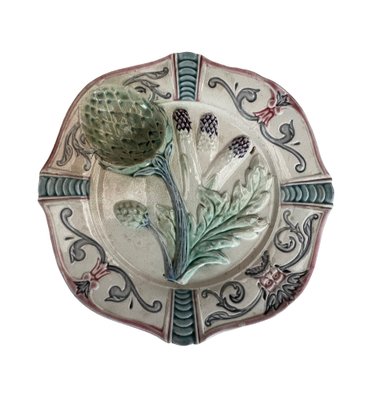 Asparagus and Artichoke Service Plates, 1880, Set of 7-EUT-1723617