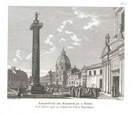 Assassinat de Basseville à Rome - Original Etching by P.G. Berthault - 1793 1793-ZCI-758001