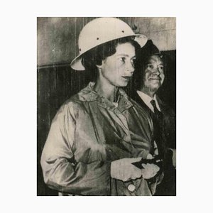 Associated Press News Photographer, Queen Elizabeth Wears Mineral's Helmet, Vintage Photograph 1950s-ZCI-2029604