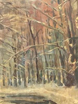 Astolfi, Snowy Park, Oil Painting on Panel, Framed-PKM-1717572