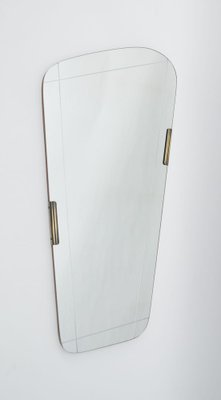 Asymetric Italian Wall Mirror with Brass Elements, 1950s-KQB-1282840