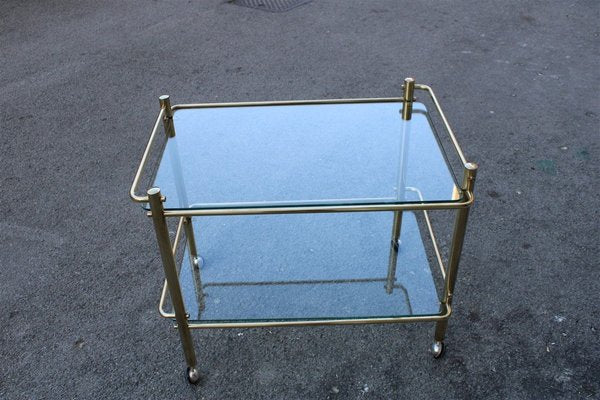 Asymmetric Bar Trolley in Solid Brass, 1970s-EH-753750