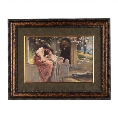 At the Fountain, 1900, Oil on Board, Framed-WMV-1131814